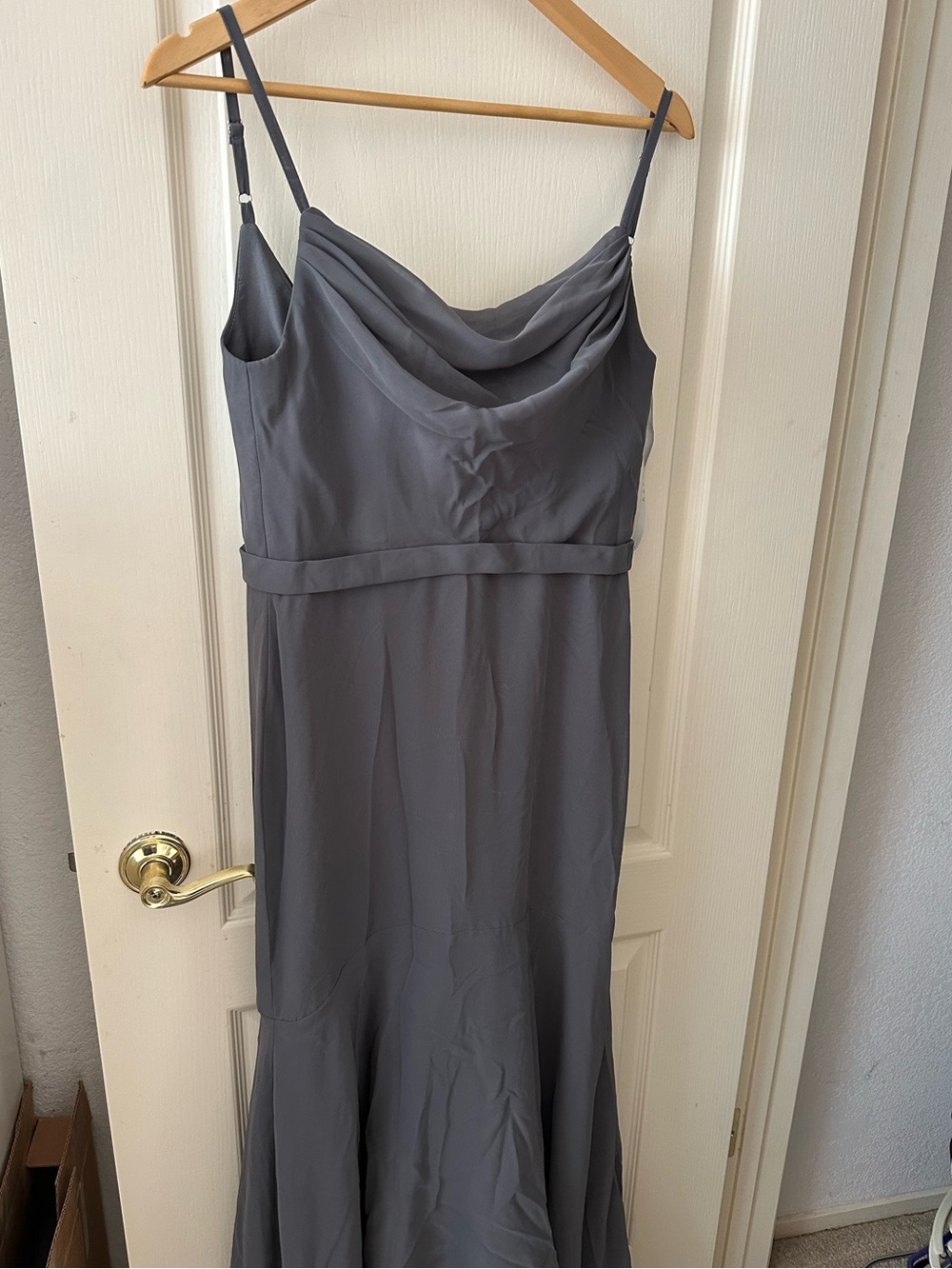 Azazie Cowl Neck Spaghetti Strap High-Low Dress